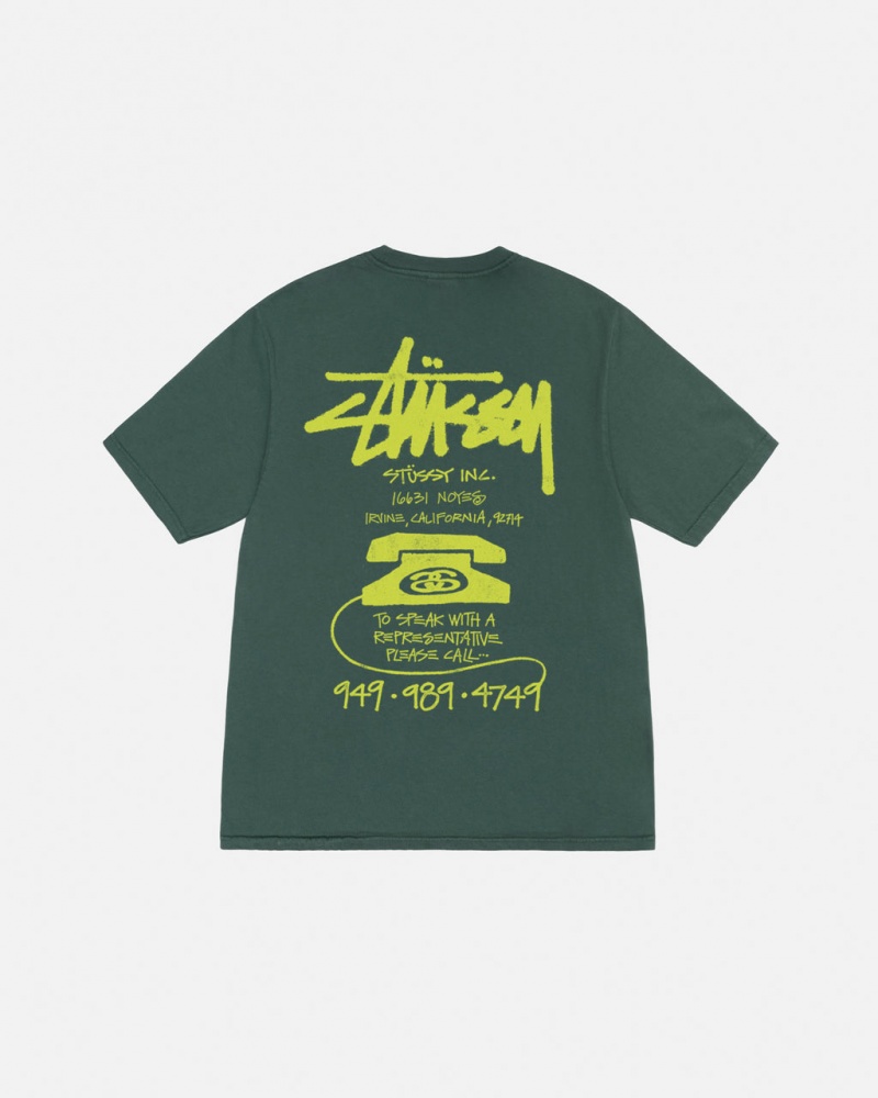 Tricou Barbati Stussy Old Phone Tee Pigment Dyed Verzi | DAH-7842