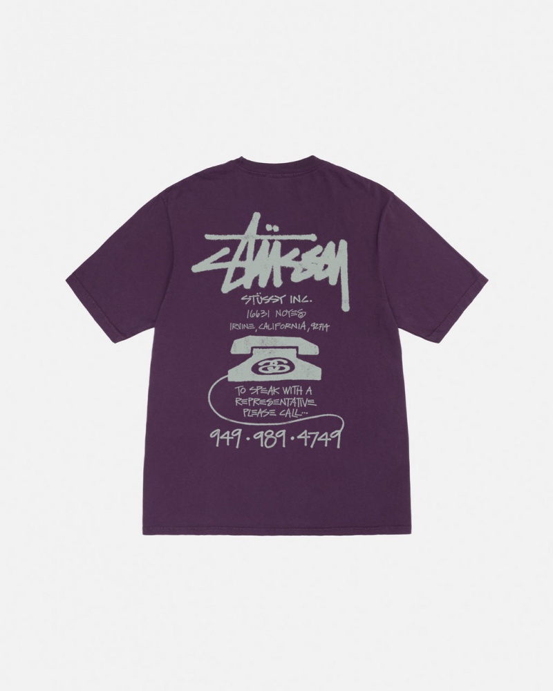 Tricou Barbati Stussy Old Phone Tee Pigment Dyed Violet | GNR-0497