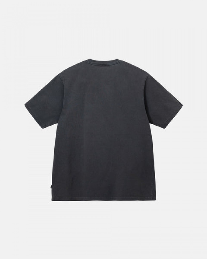 Tricou Barbati Stussy Pigment Dyed Crew Negrii | NDQ-7362