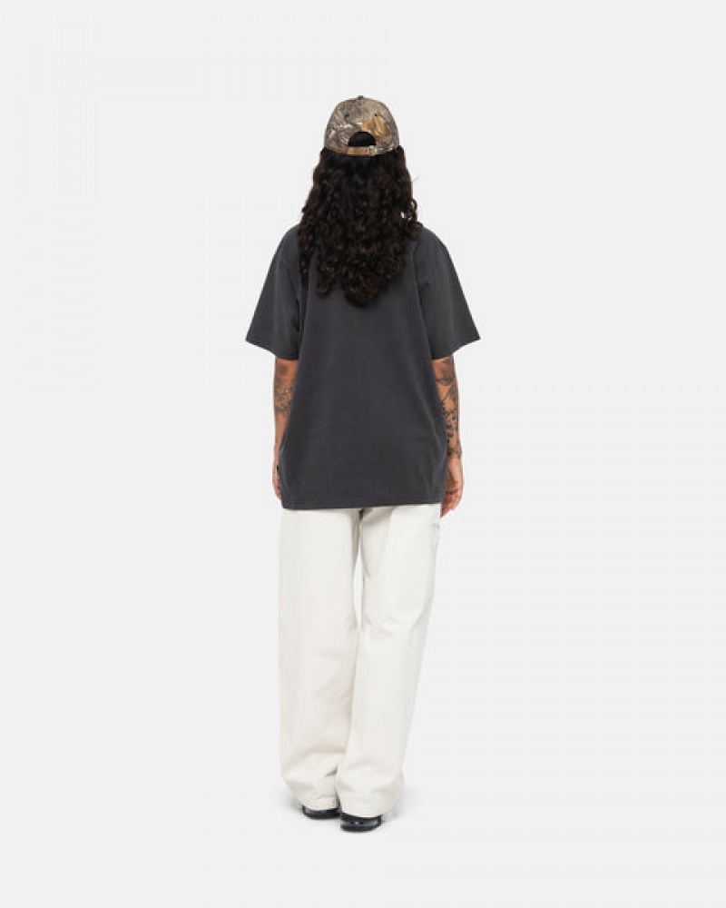 Tricou Barbati Stussy Pigment Dyed Crew Negrii | NDQ-7362