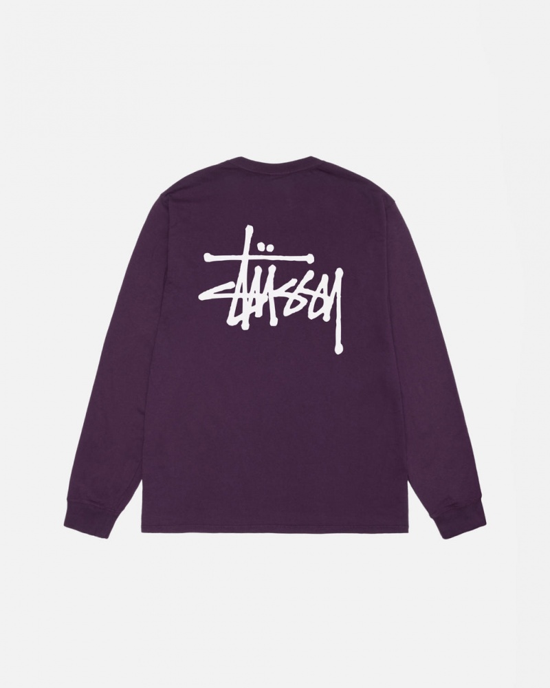 Tricou Dama Stussy Basic Stussy LS Tee Pigment Dyed Violet | WRU-3354