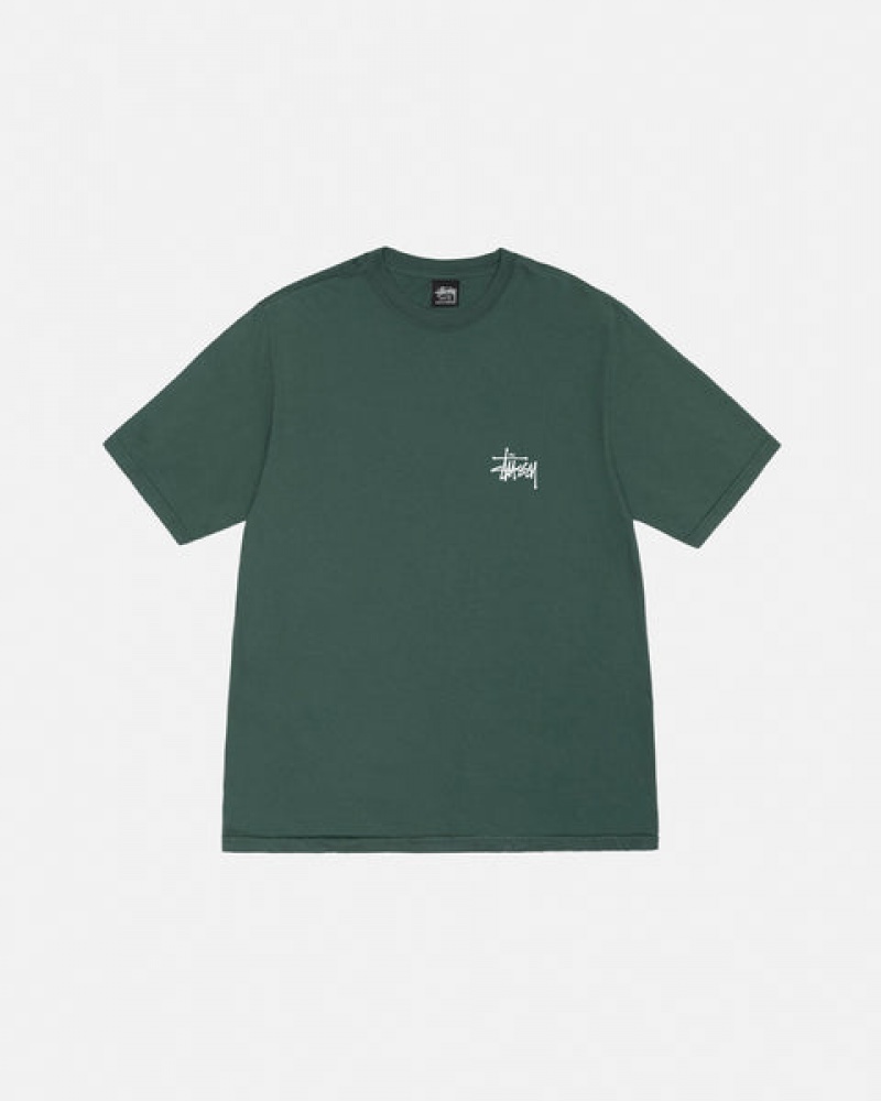 Tricou Dama Stussy Basic Stussy Tee Pigment Dyed Verzi | YFB-3419