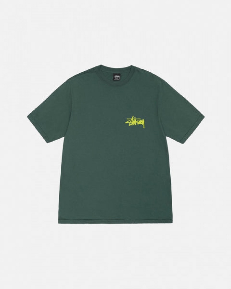 Tricou Dama Stussy Old Phone Tee Pigment Dyed Verzi | TYA-2165