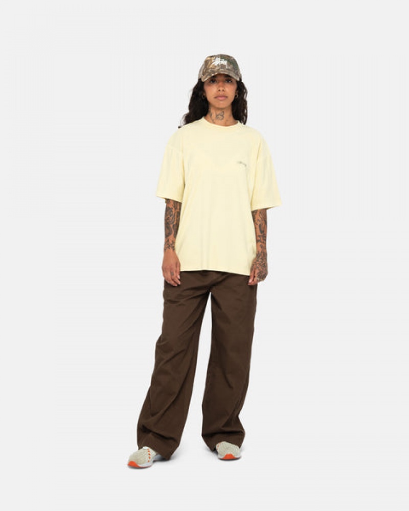 Tricou Dama Stussy Pig. Dyed Inside Out Crew Galbeni | YTJ-0064