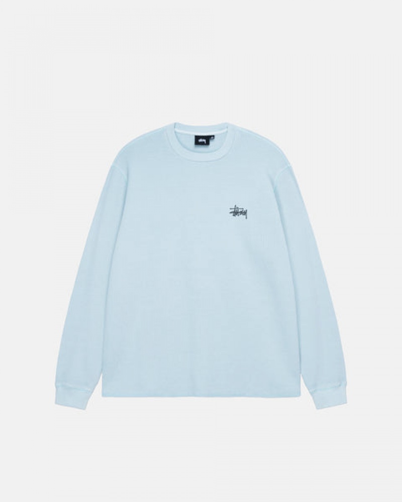 Topuri Barbati Stussy Basic Stock Ls Thermal Albastri Deschis | LJE-4234