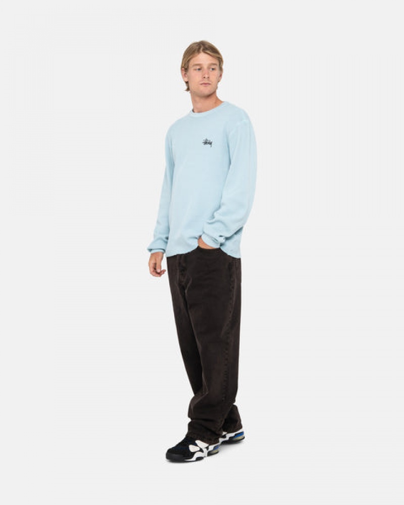 Topuri Barbati Stussy Basic Stock Ls Thermal Albastri Deschis | LJE-4234