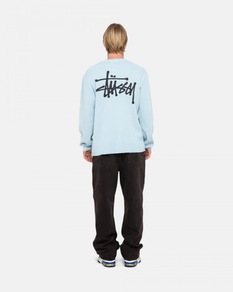 Topuri Barbati Stussy Basic Stock Ls Thermal Albastri Deschis | LJE-4234