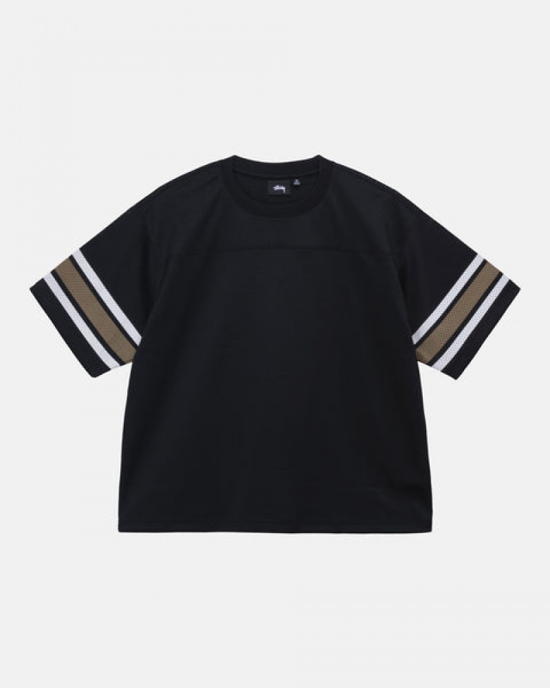 Topuri Barbati Stussy Surfman Mesh Football Jersey Negrii | ZOV-6062