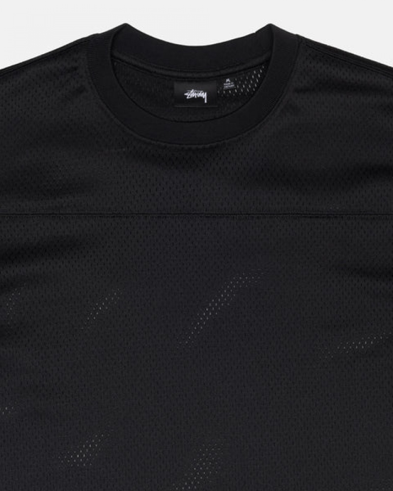 Topuri Barbati Stussy Surfman Mesh Football Jersey Negrii | ZOV-6062