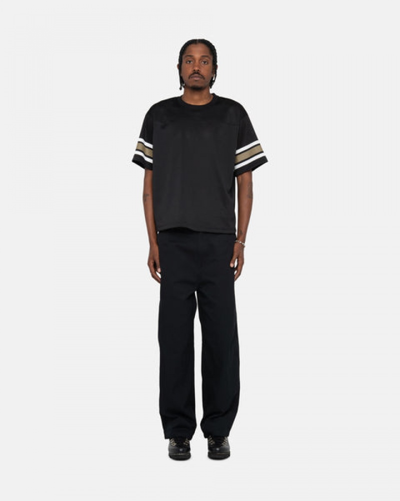 Topuri Barbati Stussy Surfman Mesh Football Jersey Negrii | ZOV-6062