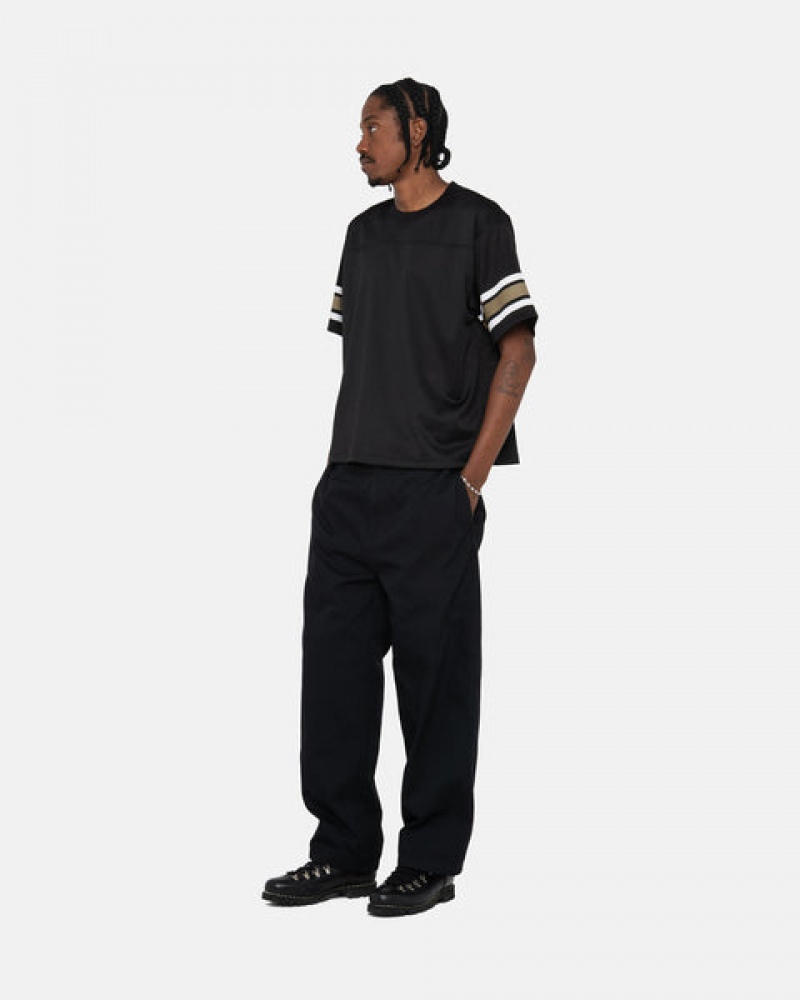 Topuri Barbati Stussy Surfman Mesh Football Jersey Negrii | ZOV-6062