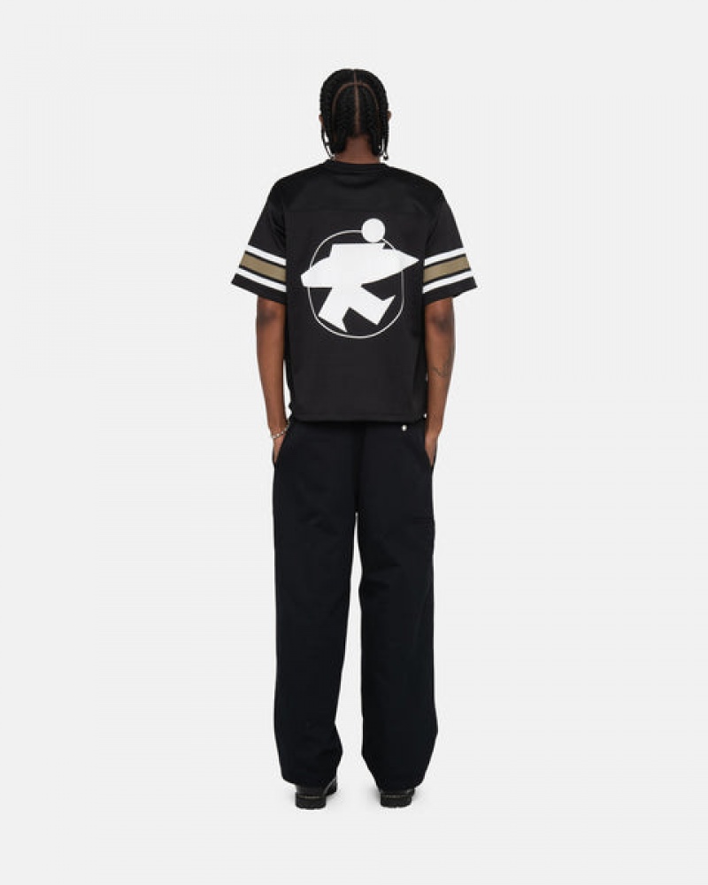 Topuri Barbati Stussy Surfman Mesh Football Jersey Negrii | ZOV-6062