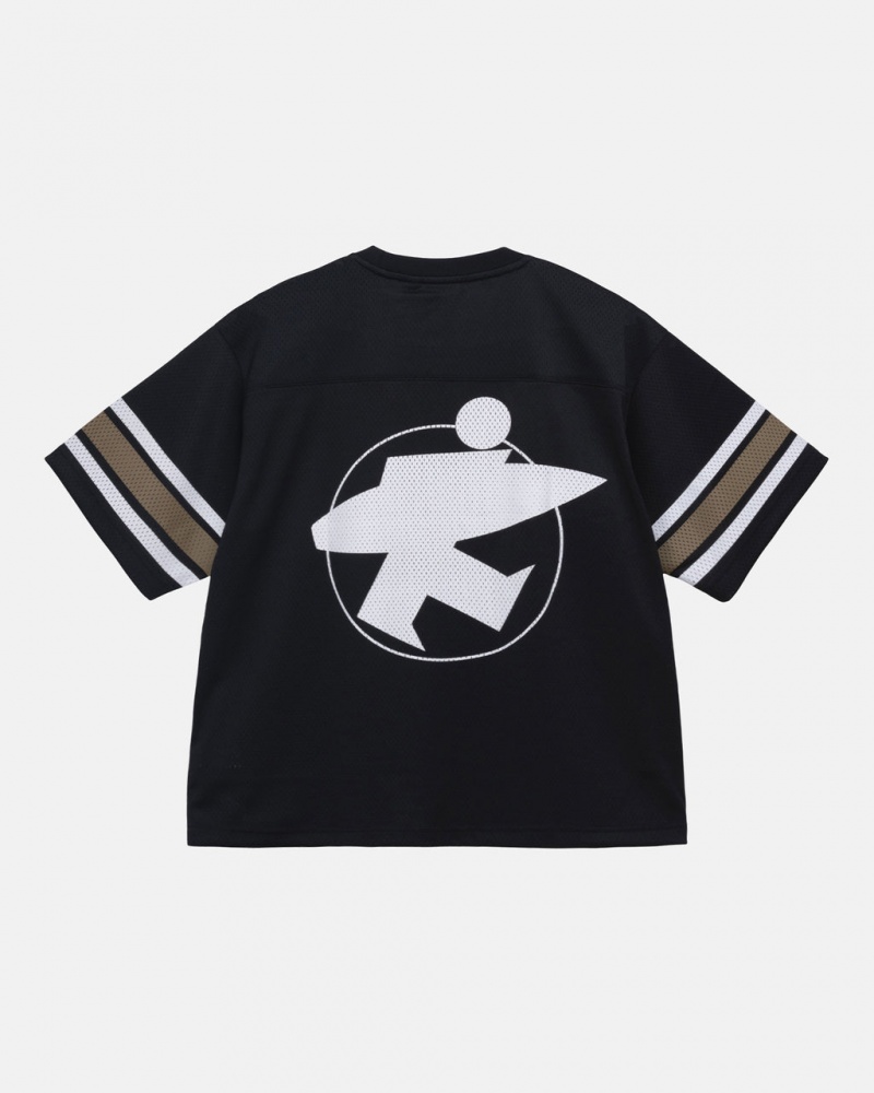 Topuri Barbati Stussy Surfman Mesh Football Jersey Negrii | ZOV-6062