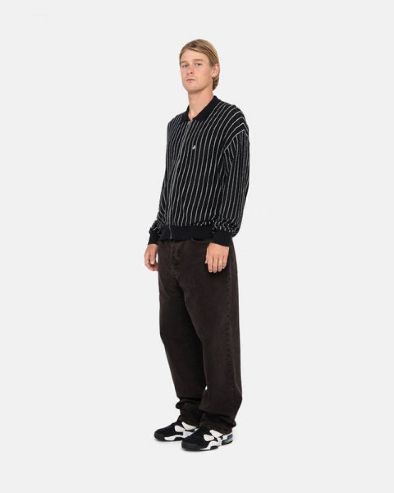 Topuri Dama Stussy Light Weight Ls Zip Polo Negrii | SXM-8196