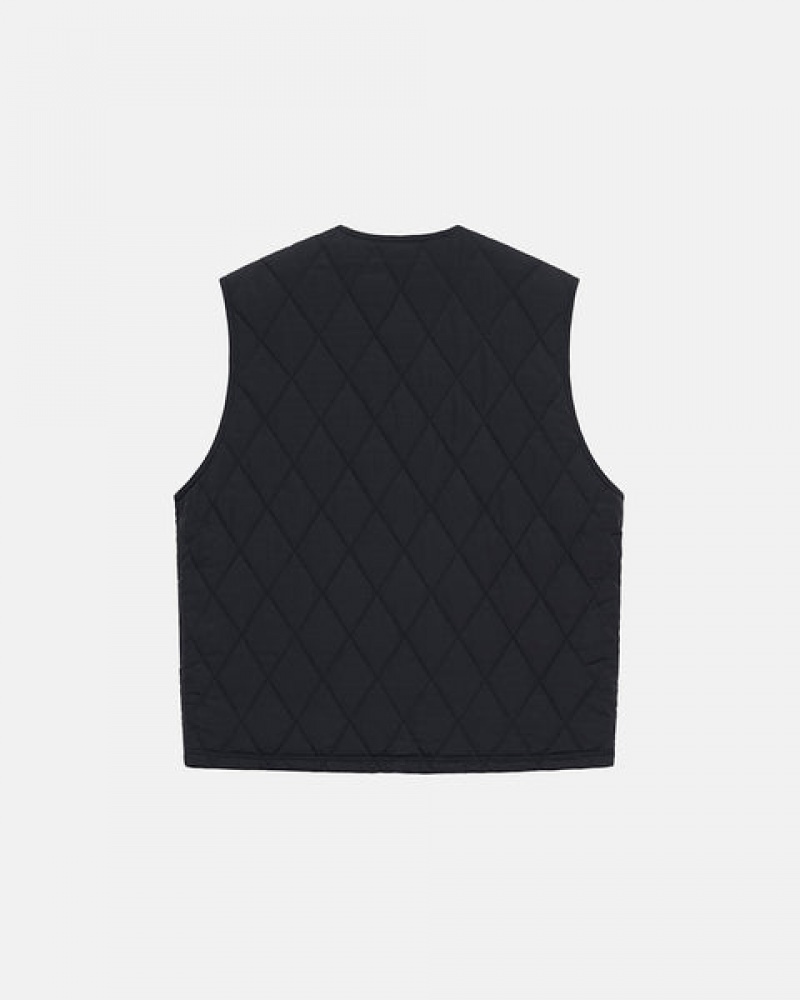 Vesta Barbati Stussy Diamond Matlasat Vest Negrii | UJI-5645