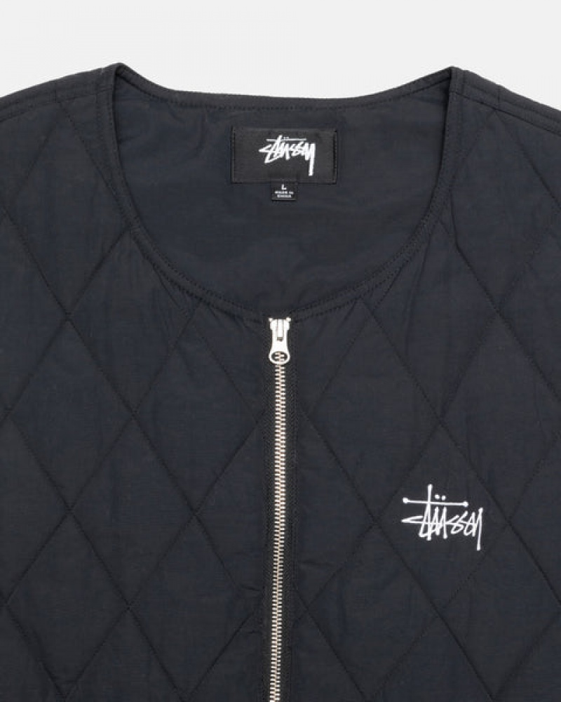 Vesta Barbati Stussy Diamond Matlasat Vest Negrii | UJI-5645