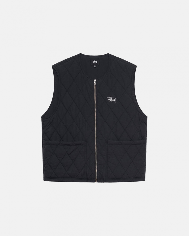 Vesta Barbati Stussy Diamond Matlasat Vest Negrii | UJI-5645