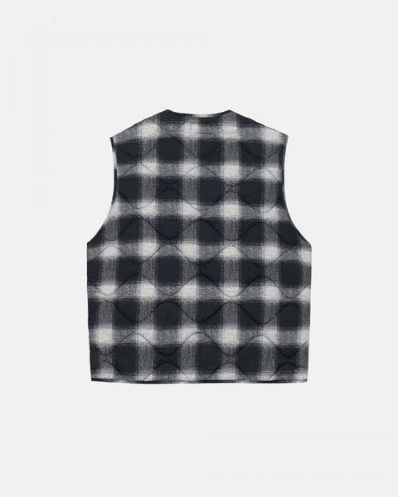 Vesta Barbati Stussy Plaid Nailon Liner Vest Negrii | EJG-8342