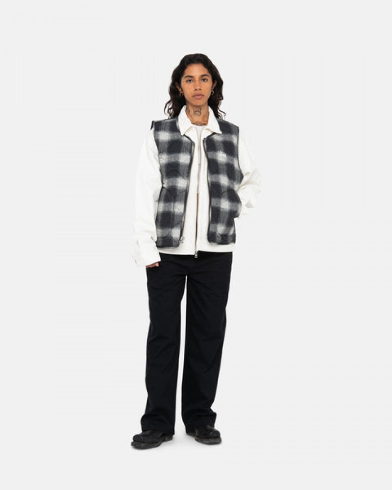 Vesta Barbati Stussy Plaid Nailon Liner Vest Negrii | EJG-8342