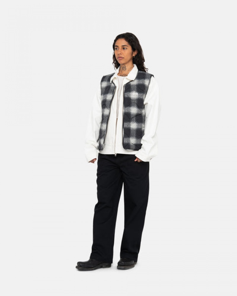 Vesta Barbati Stussy Plaid Nailon Liner Vest Negrii | EJG-8342