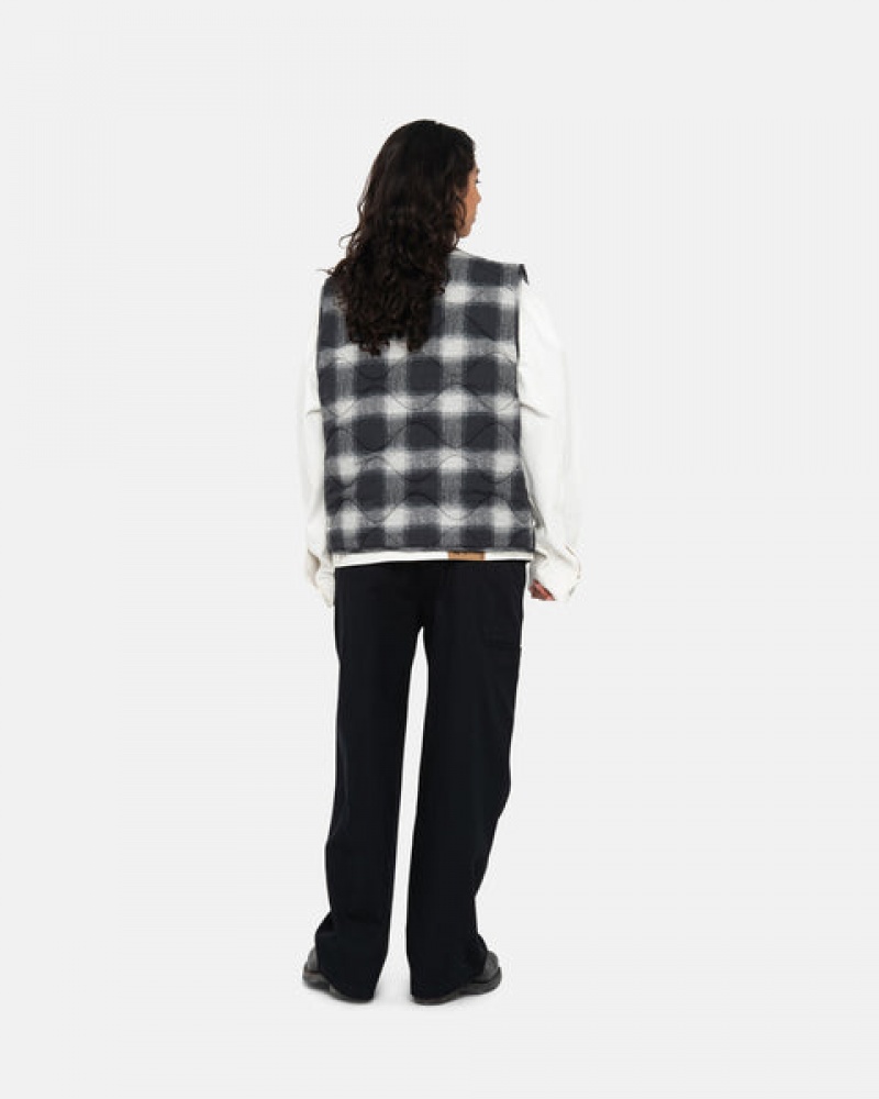 Vesta Barbati Stussy Plaid Nailon Liner Vest Negrii | EJG-8342