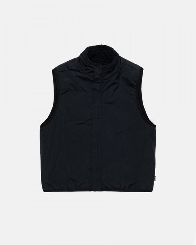 Vesta Barbati Stussy Sherpa Reversible Vest Negrii | NGB-2555