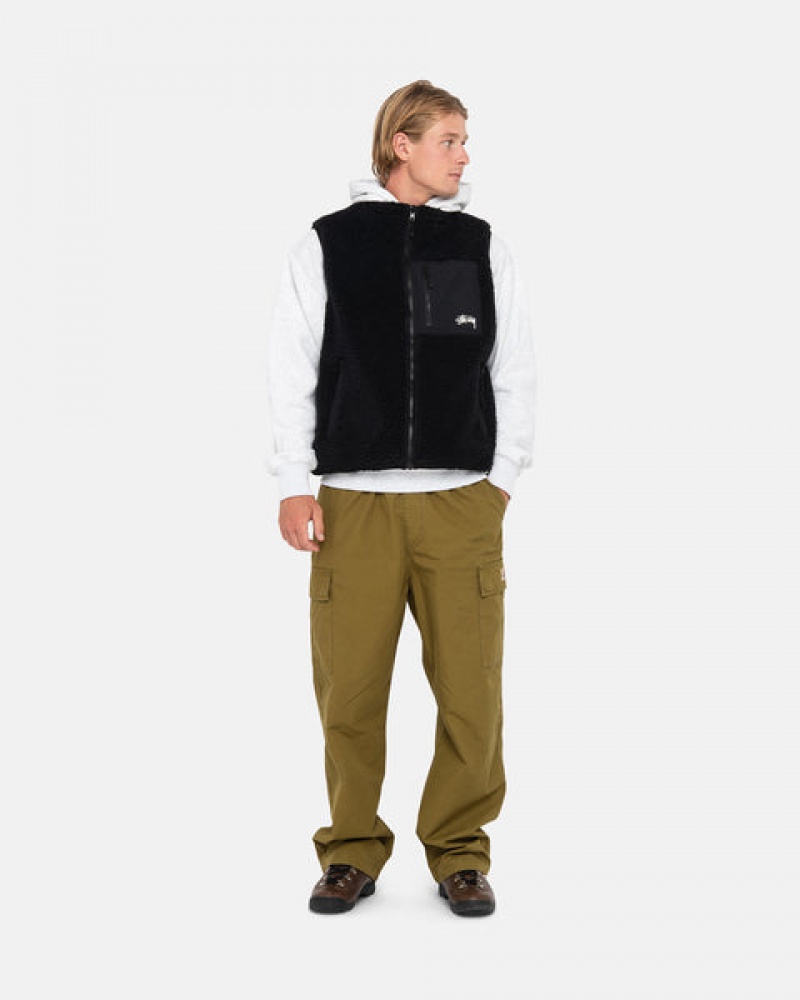 Vesta Barbati Stussy Sherpa Reversible Vest Negrii | NGB-2555