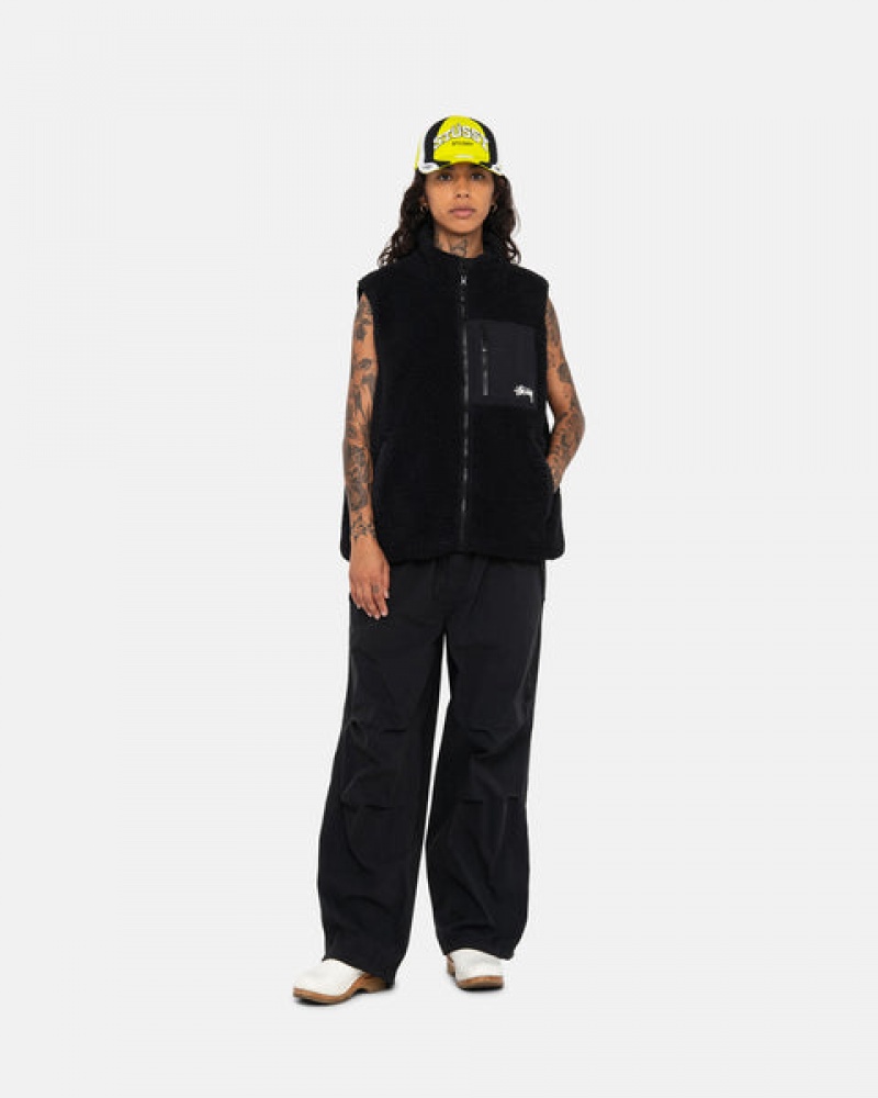 Vesta Barbati Stussy Sherpa Reversible Vest Negrii | NGB-2555