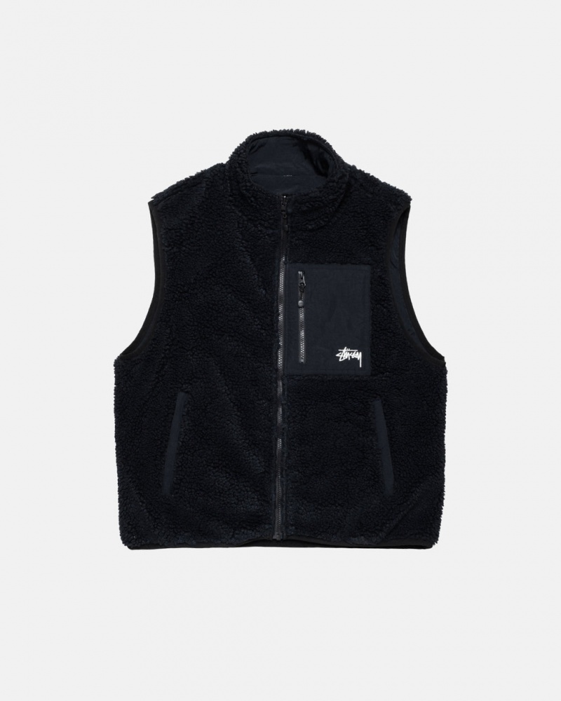 Vesta Barbati Stussy Sherpa Reversible Vest Negrii | NGB-2555