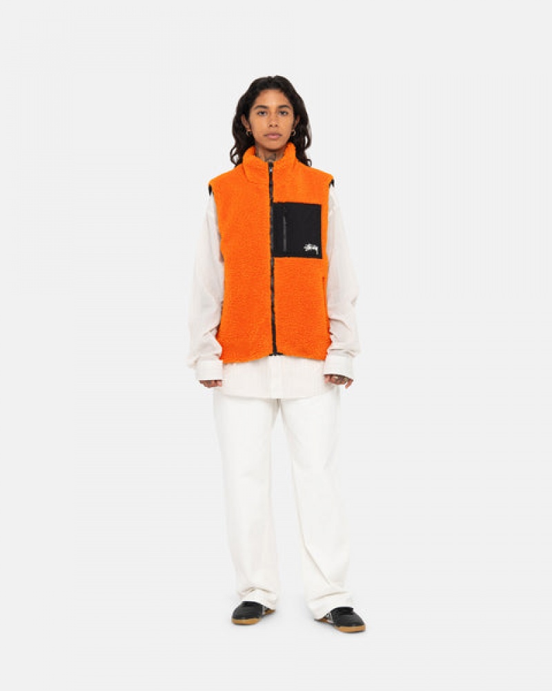 Vesta Barbati Stussy Sherpa Reversible Vest Galbeni | NLO-5891