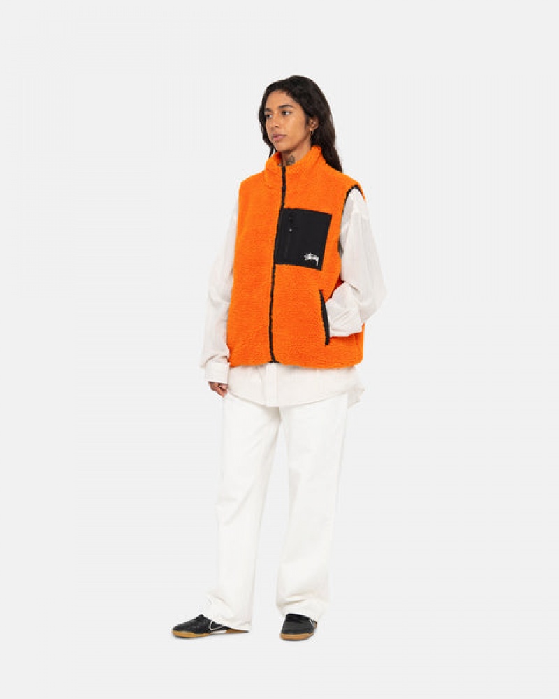 Vesta Barbati Stussy Sherpa Reversible Vest Galbeni | NLO-5891